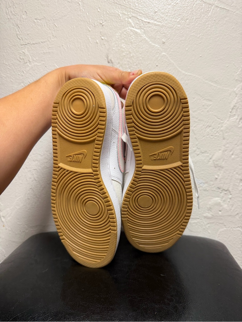 Nike Women's White Low-Top Sneakers with Pink Stitching and Lime Heel - Picture 9 of 12